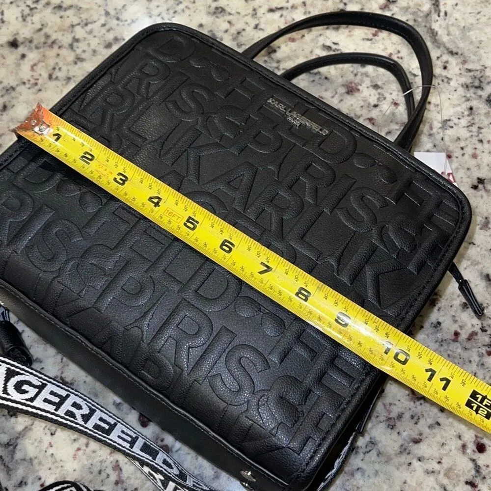 Karl Lagerfeld Womens Embossed‎ Logo Maybelle Satchel Crossbody Black Medium NWT - Image 10