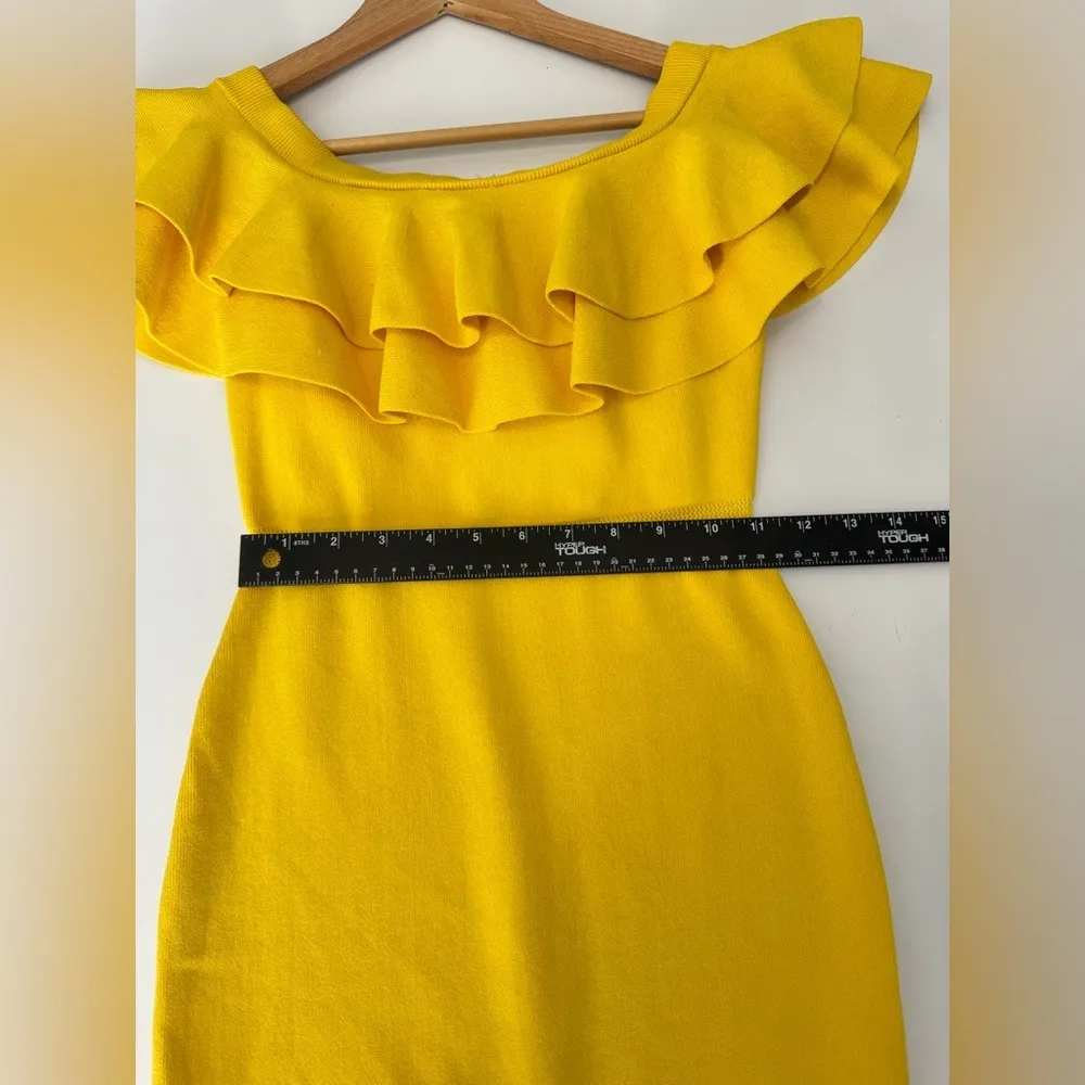 By The Way Yellow Ruffle Off Shoulder Bodycon Mini Dress Size M‎ - Image 6