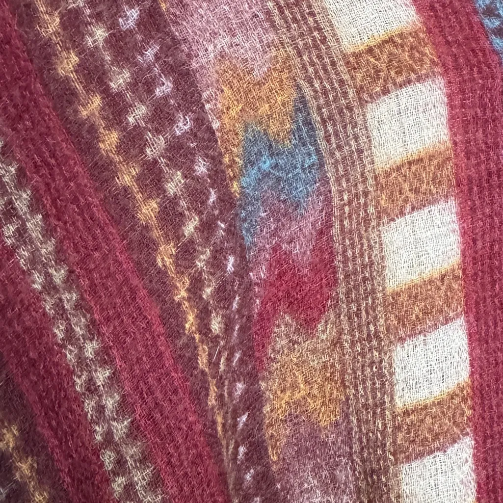 SOFT SURROUNDINGS TAN BLUE SOUTHWESTERN PONCHO WRAP OS - Image 4