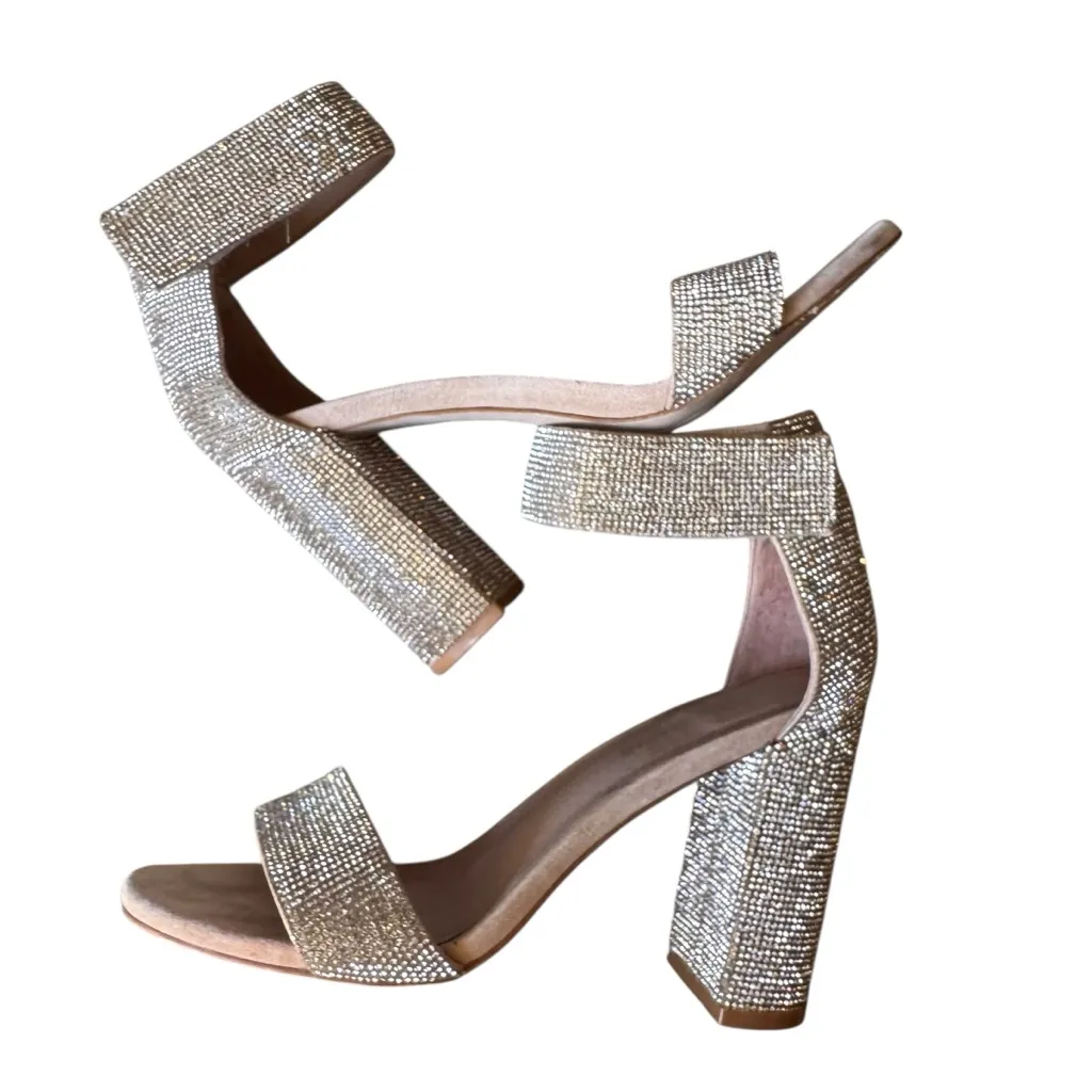 Jeffrey Campbell - Lindsay Rhinestone Block Heel Sandals Champagne Sz 6.5 - Image 6