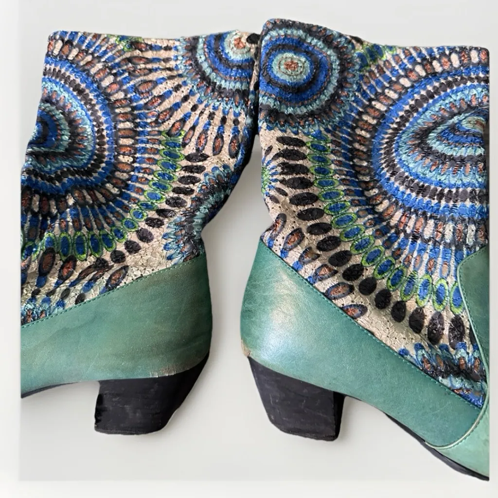 Spring Step L’Artiste Boots Turquoise Size 41 EU 10  US‎ Boho Aztec Art Womens - Image 6