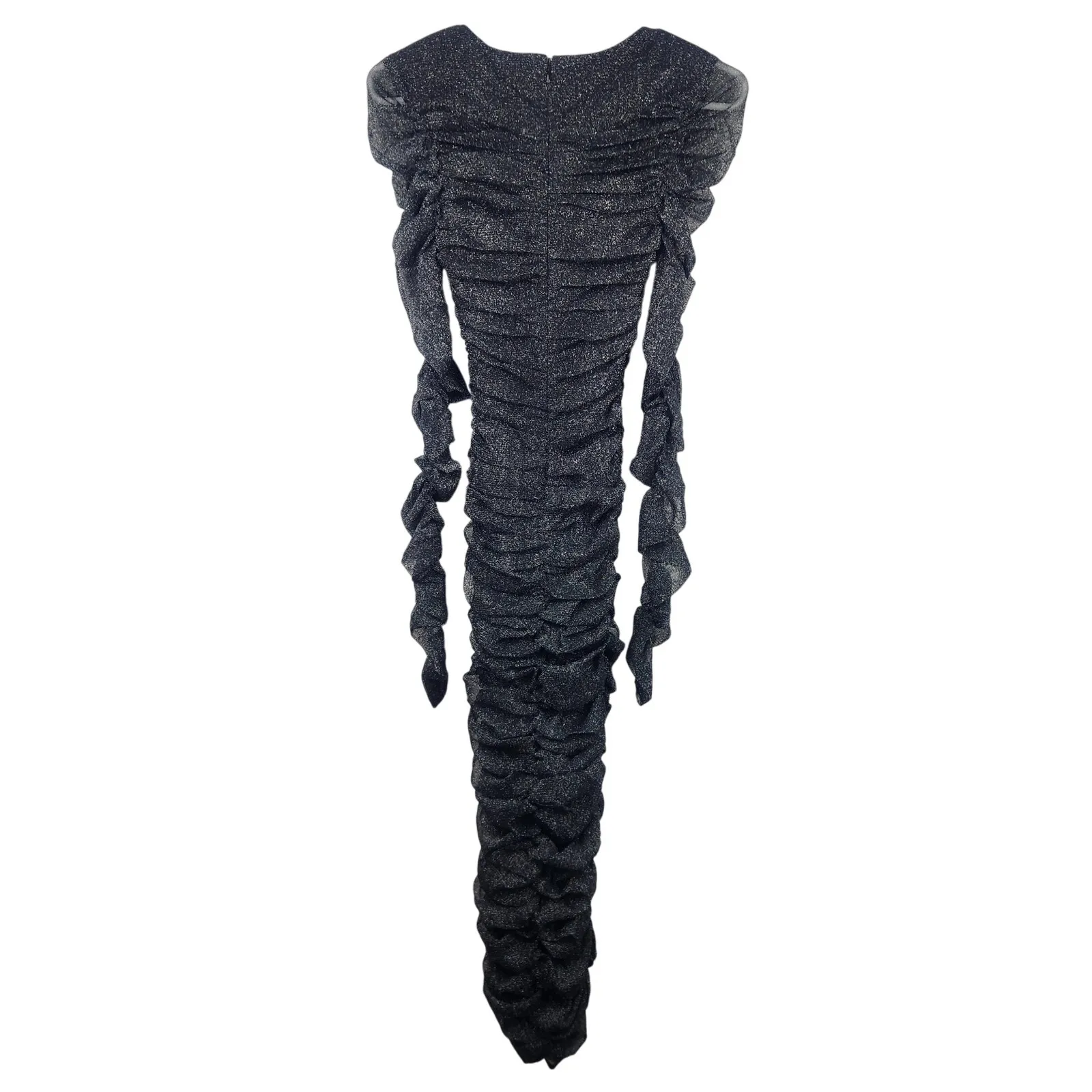 Jonathan Simkhai Standard Zinnia Ruched Midi Dress in Black Metallic Medium NWT - Image 6