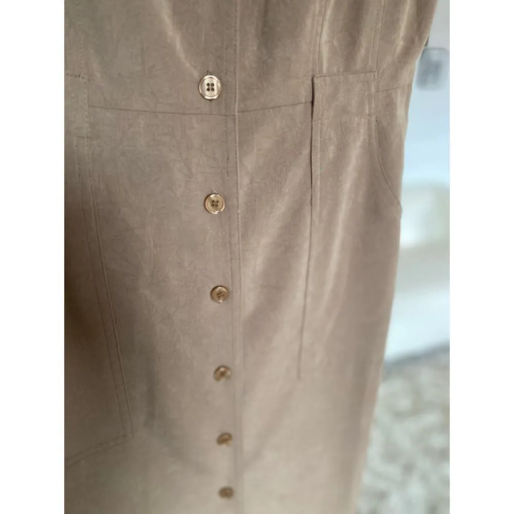 Melissa Harper Sleeveless Button Front Midi Dress Spring Minimalist Art Easter Brown Size 6 - Image 6