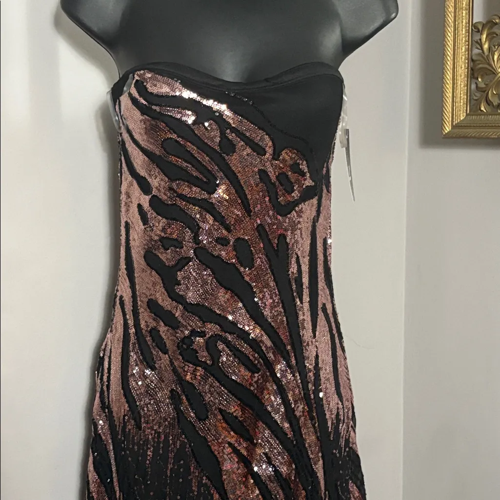 NEW Strapless Sequin Long Cocktail Dress Medium NWT - Image 2