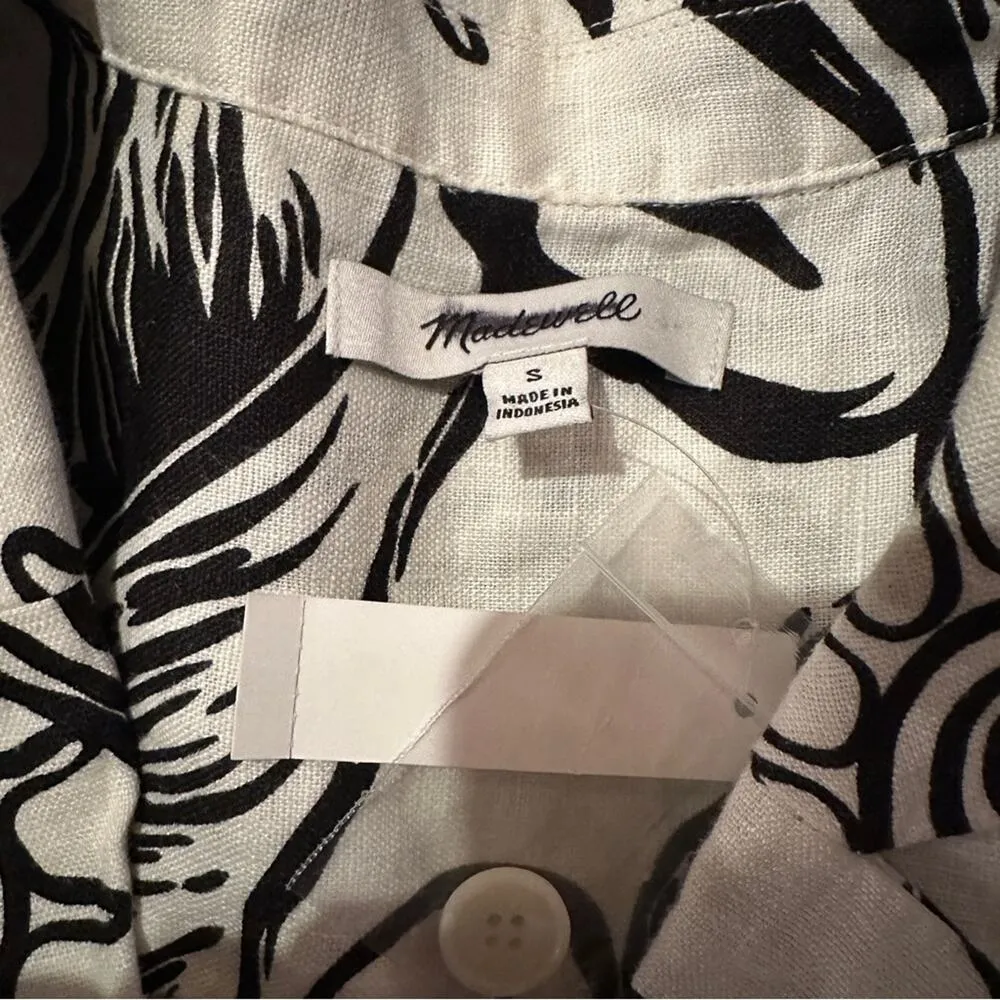 Madewell 100% Linen‎ Boxy Cap-Sleeve Shirt in Lighthouse Print Sz S NEW - Image 5