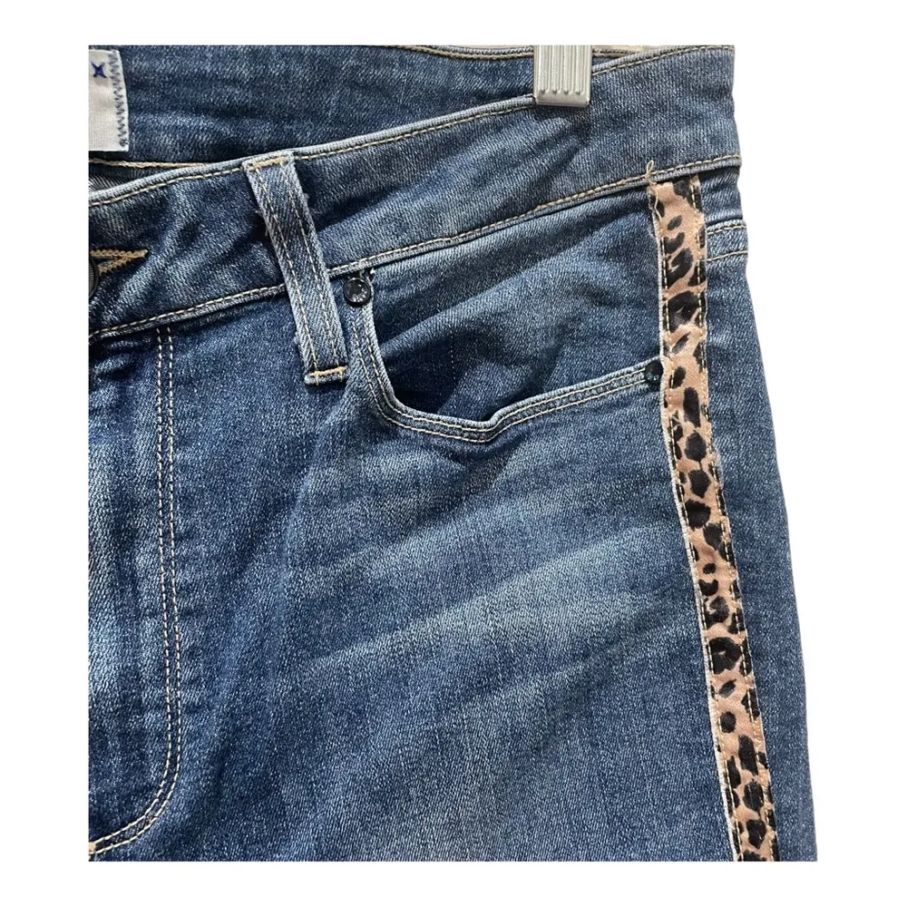 PAIGE Hoxton Crop Side Leopard Stripe Jeans Size 32 - Image 7