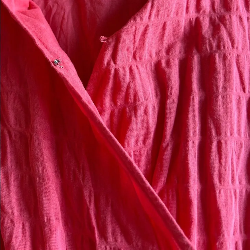 A New Day Women's Pink Coral Ruffle Short Sleeve MIDI Dress Size Medium - Image 8