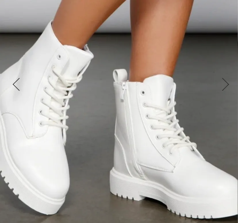 Windsor White Combat Boots - Image 2