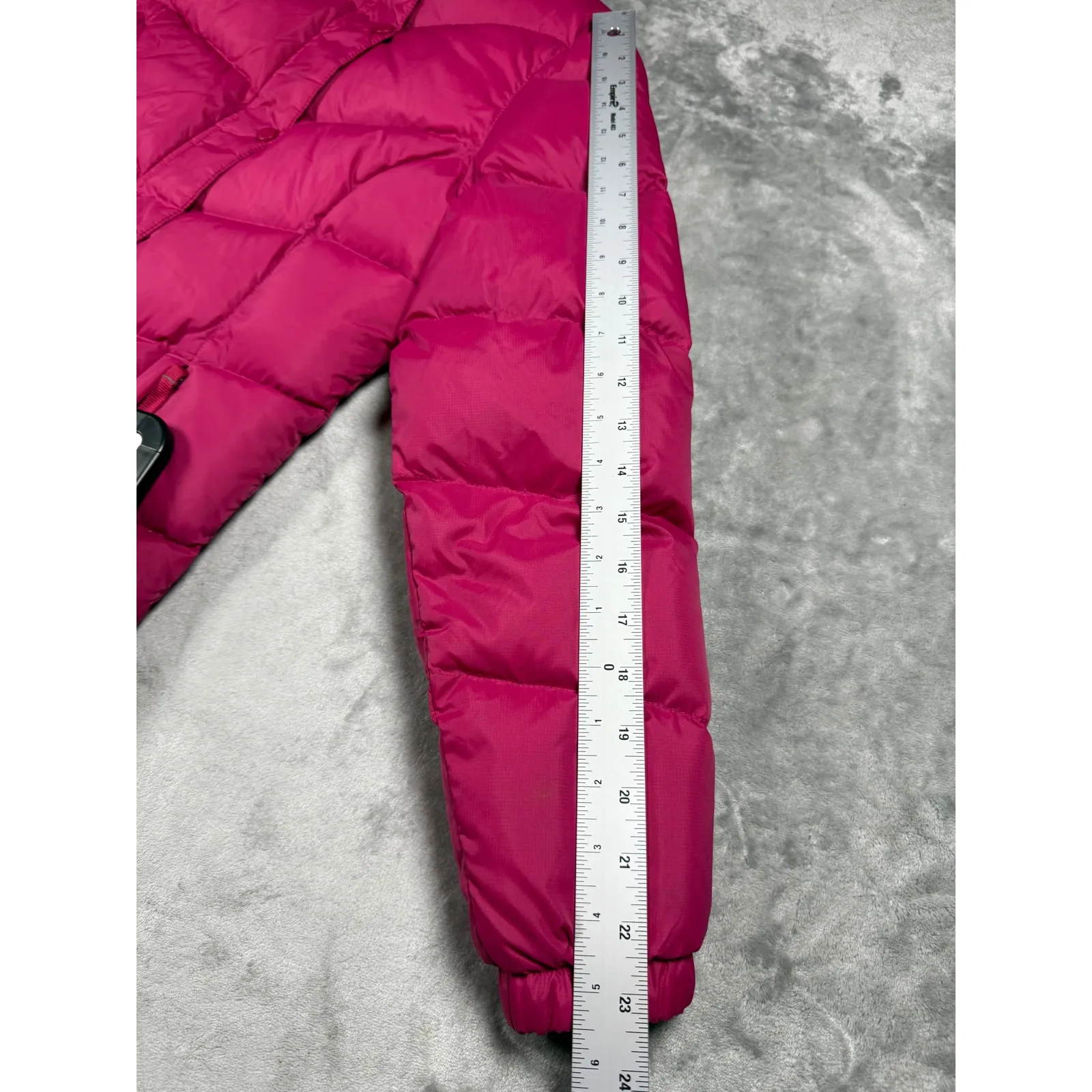 LL Bean Goose Down Puffer Coat Pink Full Zip Button Front XS Winter‎ Jacket - Image 9