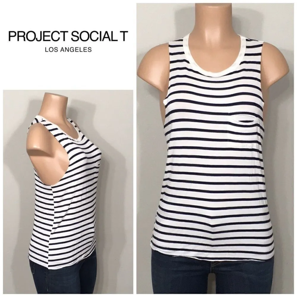Project Social T navy striped top. - Image 2