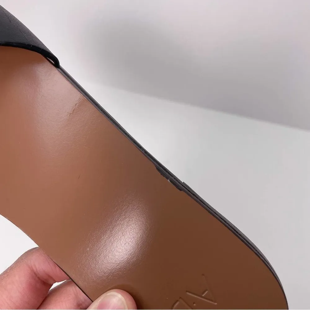 AD & Daughters Slip On Sandals Leather Black Brown Size 8 - Image 3