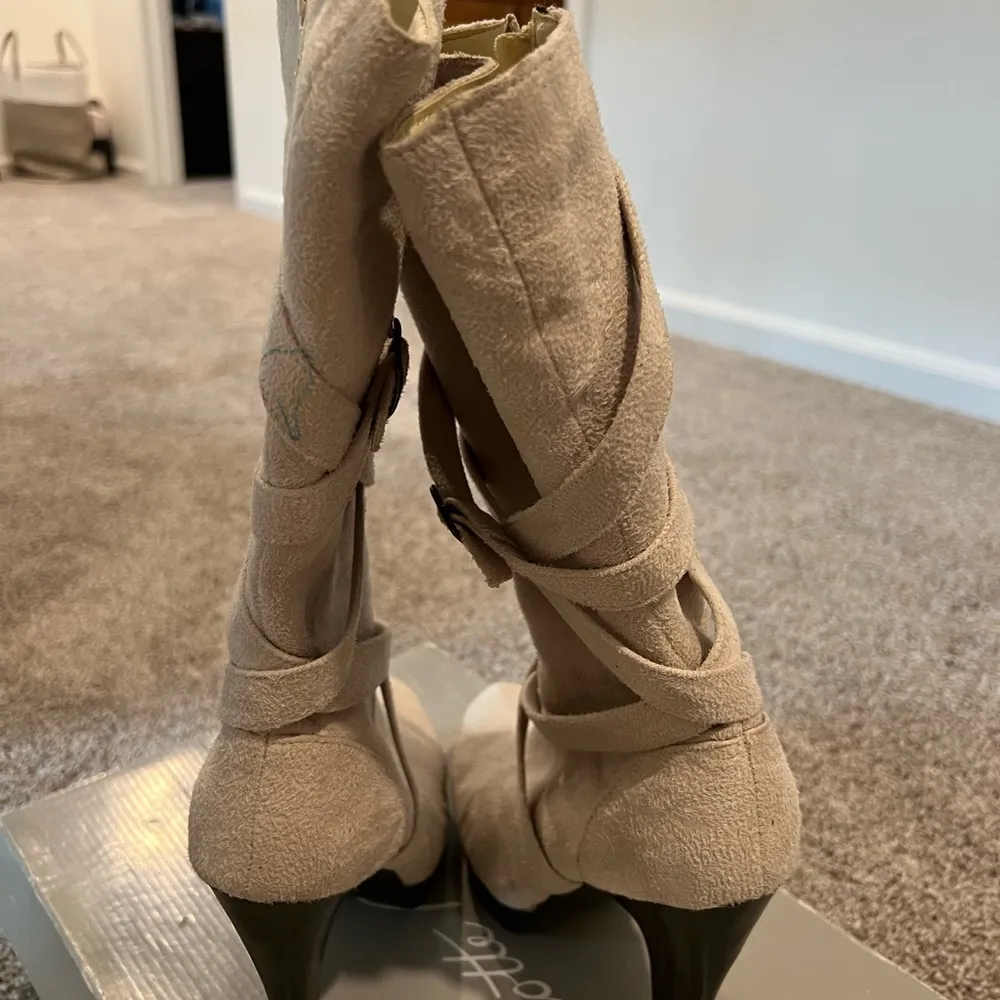 Ivory Tall Faux Suede Boot - Image 5