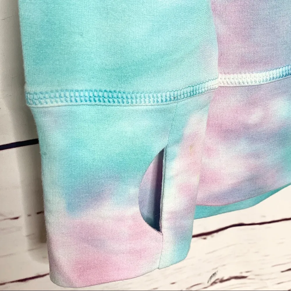 NWT Ideology Cotton Candy Tie-Dyed Cutout-Back Sweater Top Aqua Pink Size Medium - Image 3