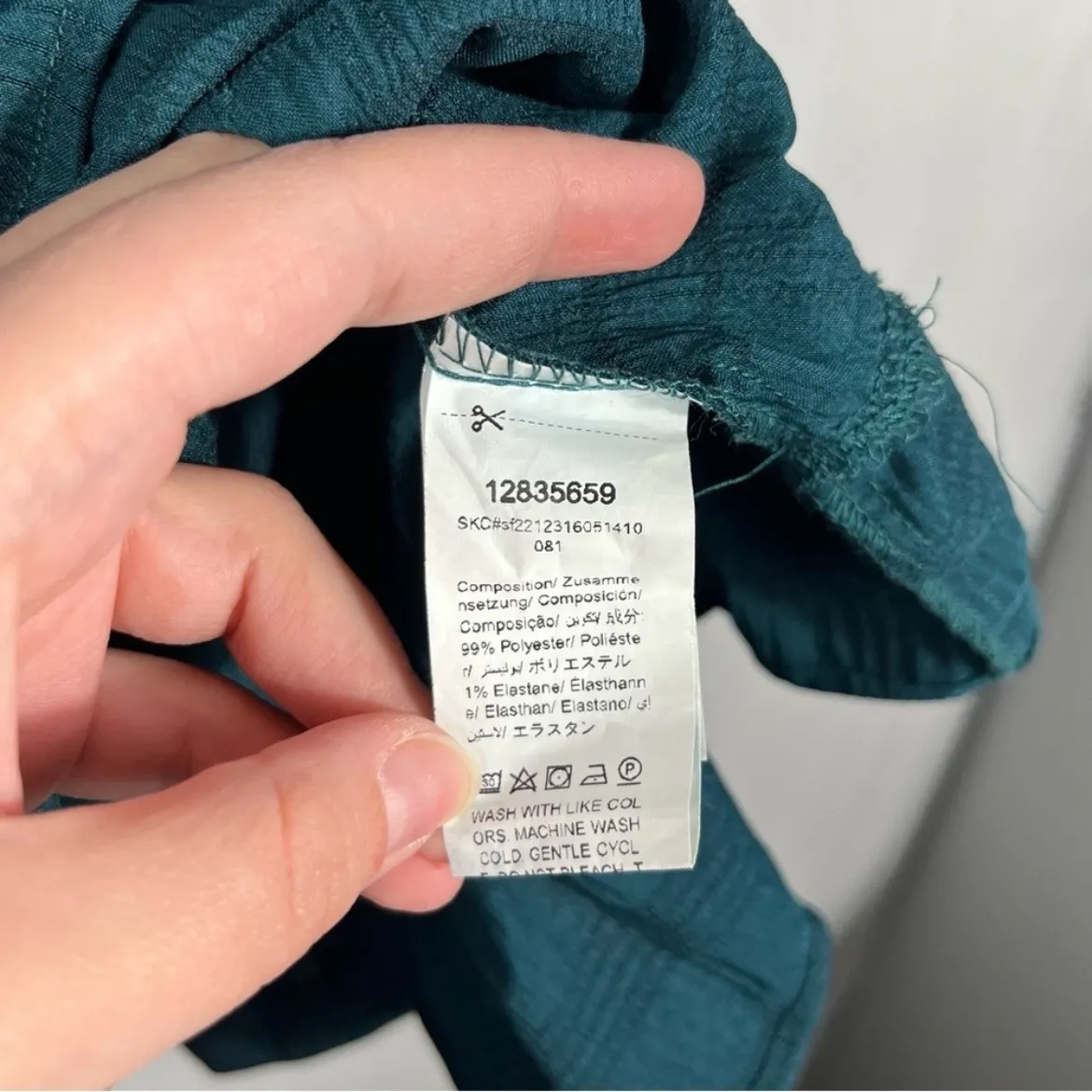 Emery Rose Teal Blue Short Sleeve Striped Textured Ruffle Hem Plus Size Blouse - Image 6