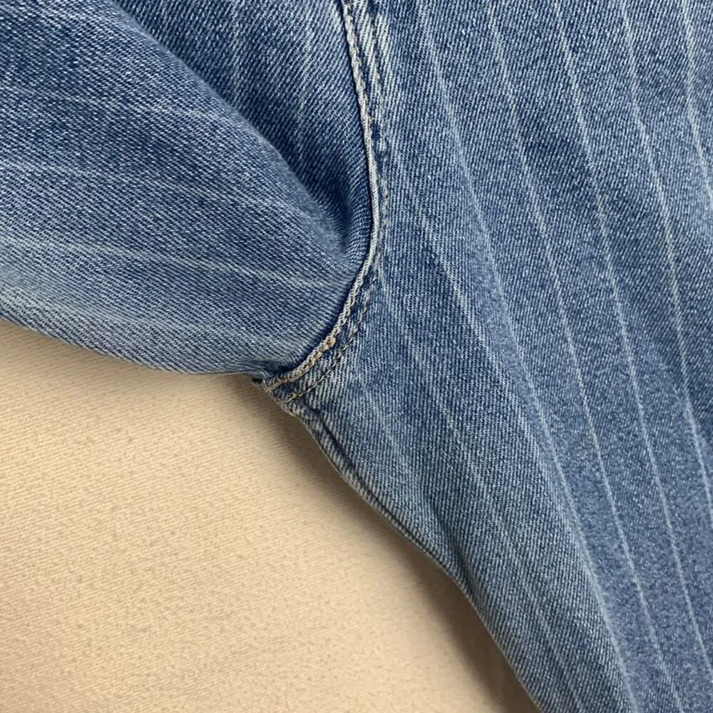 Hollister women's 30 ultra high rise mom jean pin stripe denim casual 11 juniors - Image 7