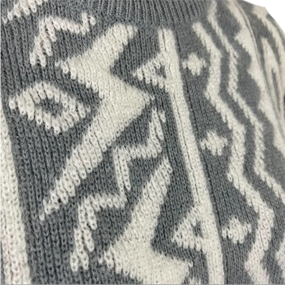 Kitty Hawk Retro Mix Print 80s Pullover Knit Sweater with Shoulder Pads Medium - Image 6