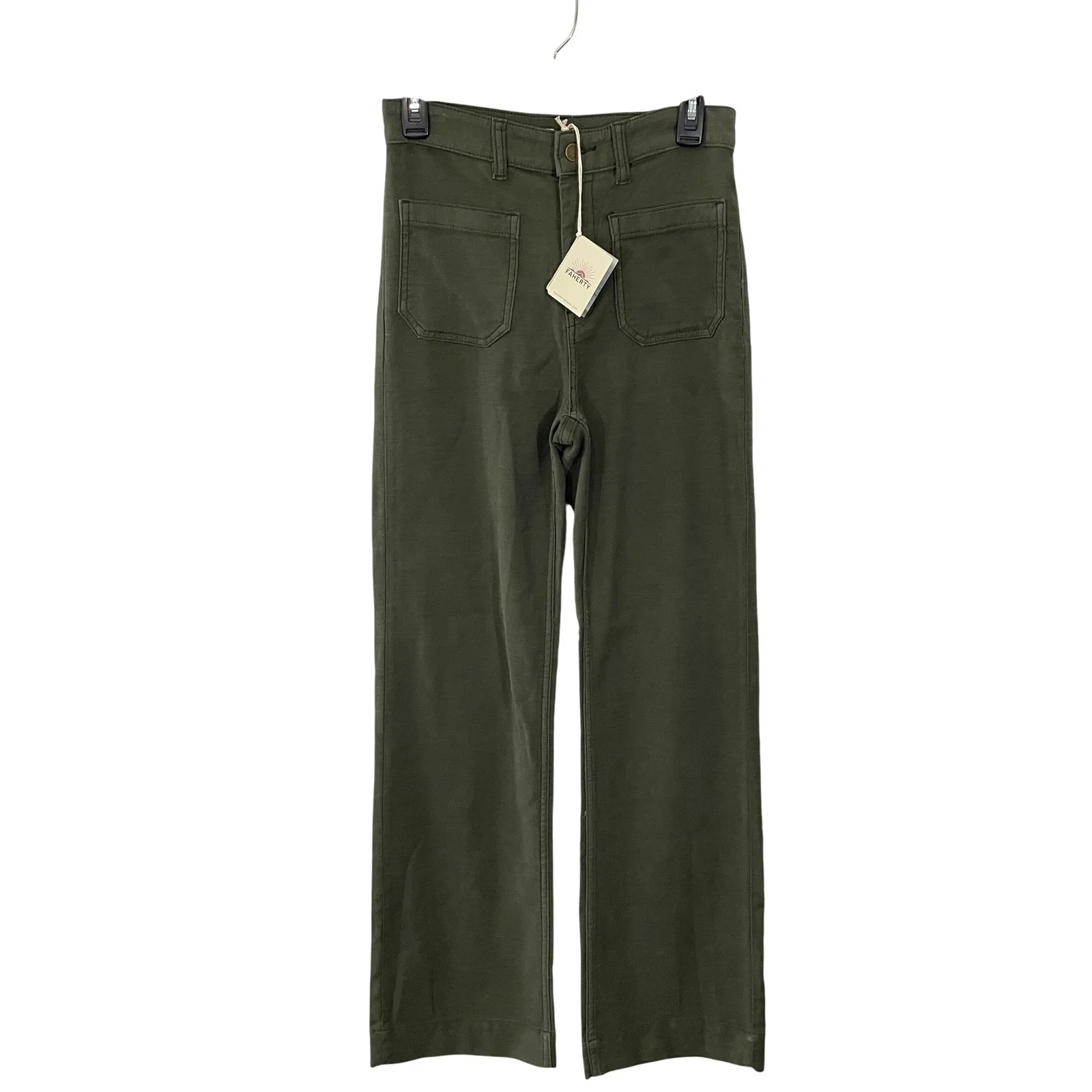 Faherty NWT Stretch Terry Patch Pocket Pant - Forest Olive Size 27 Trousers - Image 3