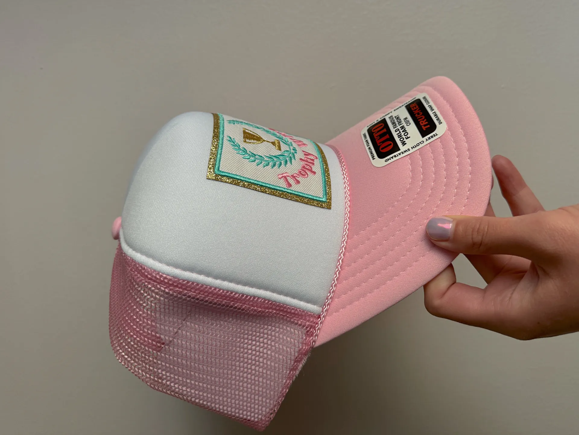 Trophy Wife Trucker Hat Pink - Image 3