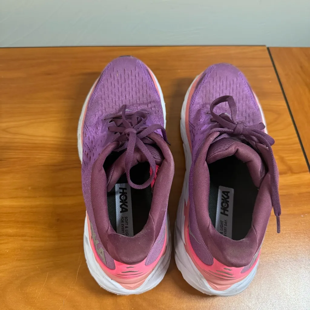 Hoka Women's Clifton 8 Purple Magenta Running Shoe Workout Comfort 10B - Image 3