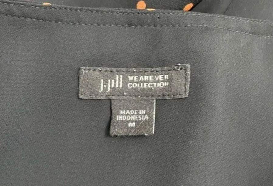 J. Jill Wearever Collection Black Polka Dot Surplice Midi Dress Size Medium - Image 7