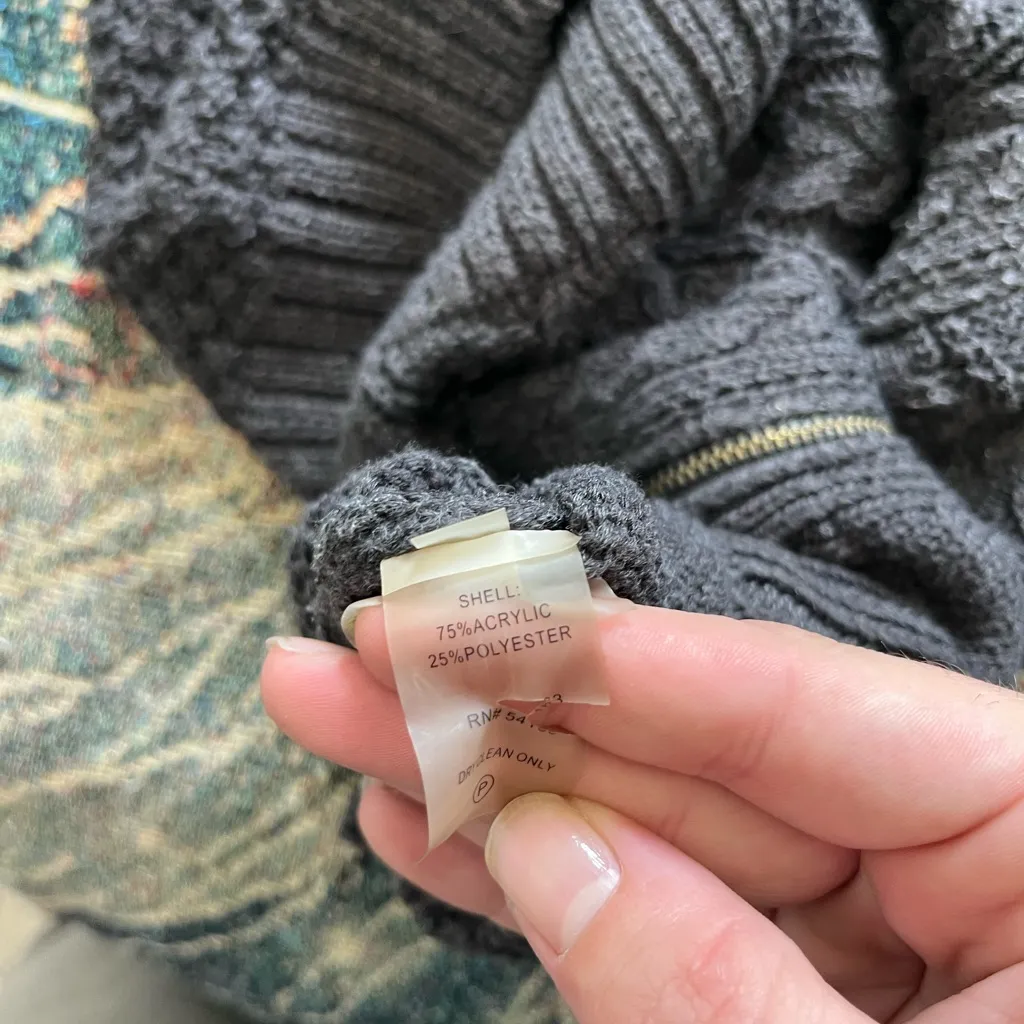 Ivanka Trump Asymmetrical Cable Knit Sweater Women’s L Gray Zip Hem Pullover Y2K - Image 14