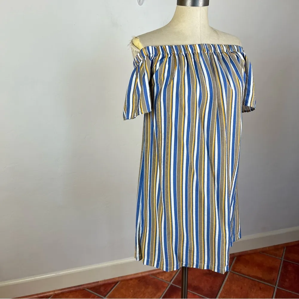ModCloth Cape Cod Stripe Off Shoulder Mini Dress - Image 2