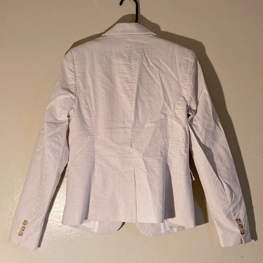 Dalia One Button Cream & White Striped Shoulder Padded Blazer Women Size Small - Image 2