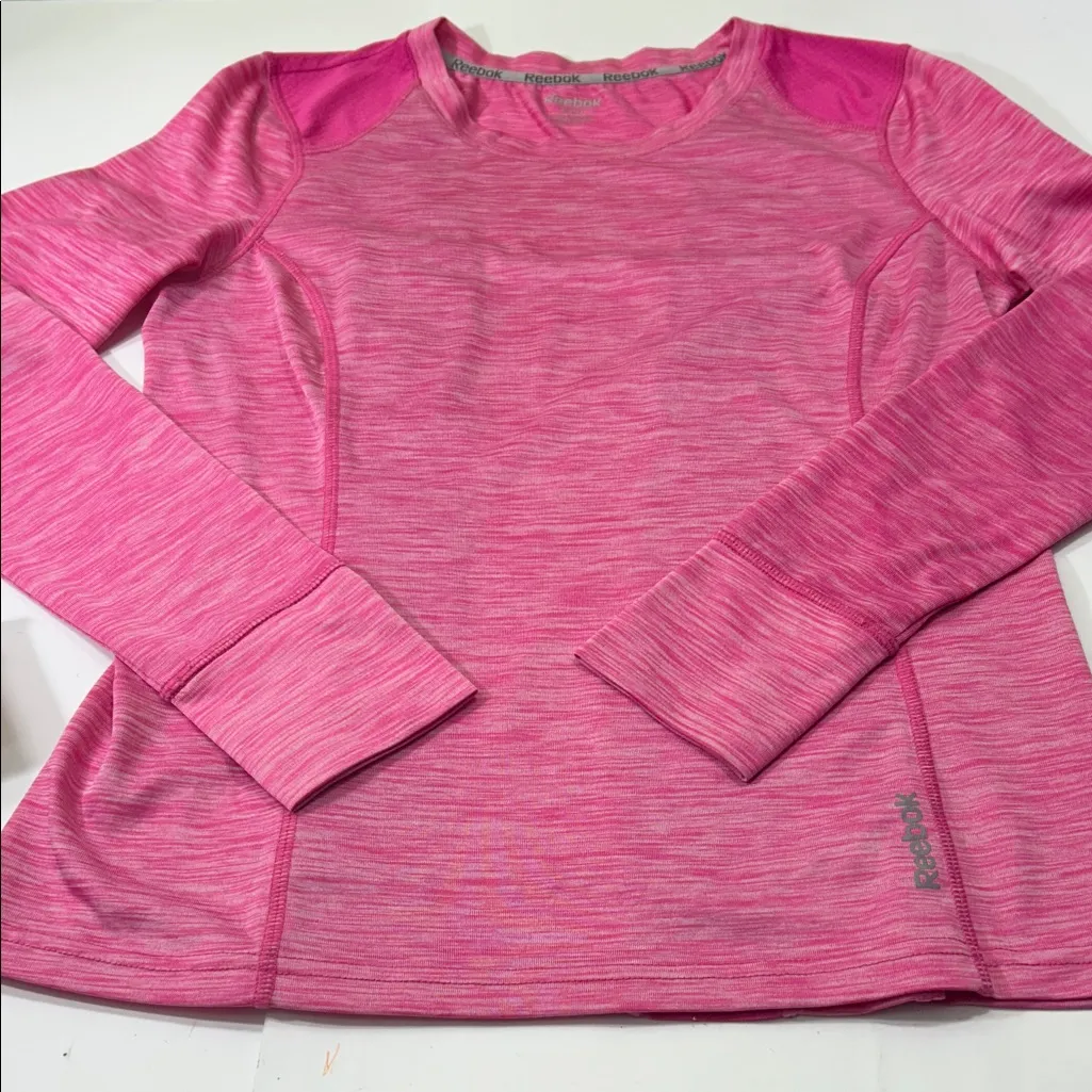 Reebok Pink Heathered Long Sleeve Top - Image 4