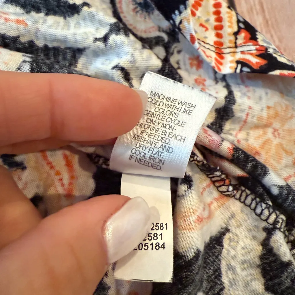 J. Jill Paisley Sleeveless Paisley Print Top Colorful Casual Tank Size Medium Black - Image 7