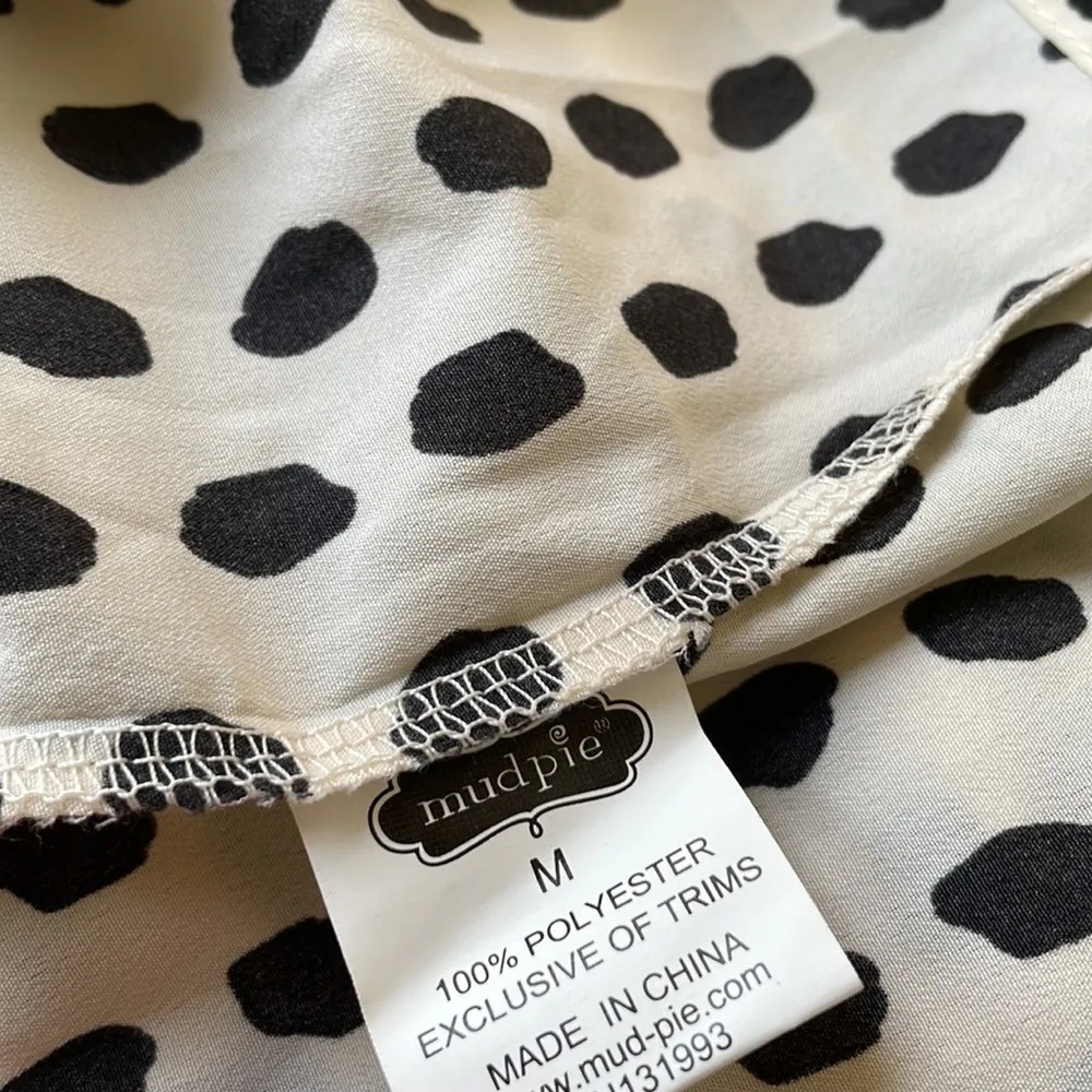 NWT Mud Pie Whitney ruffle pearl polka dot silky blouse - Image 8