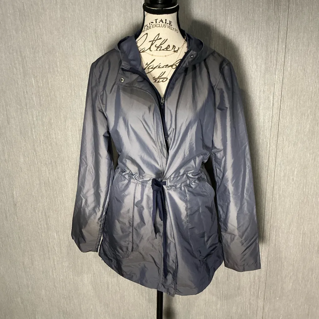 NWOT Lucy Women's Hooded Silver Wind Breaker Jacket Size Large Gray - Image 5