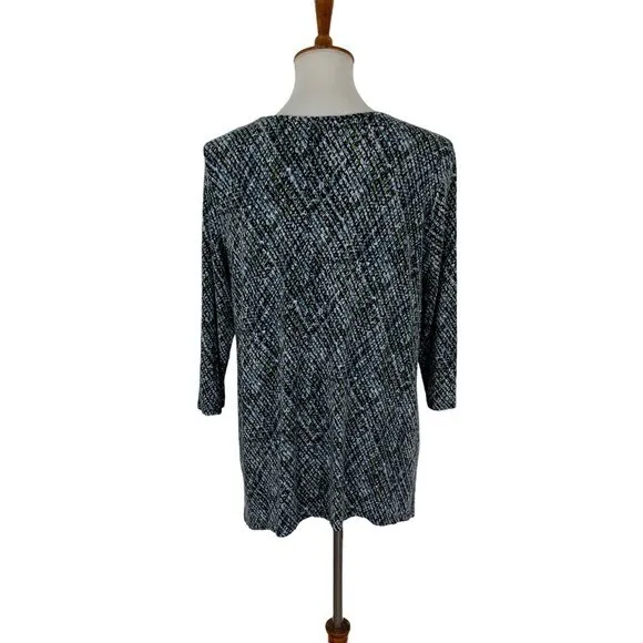 J Jill Top Medium Petite Blue 3/4 Sleeve Knit Essentials Size undefined - Image 4