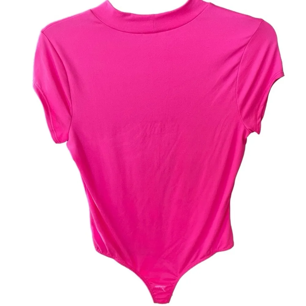 WhiteBirch Bodysuit Women’s Small Crew Mock Neck Soft stretch short sleeve pink - Image 4