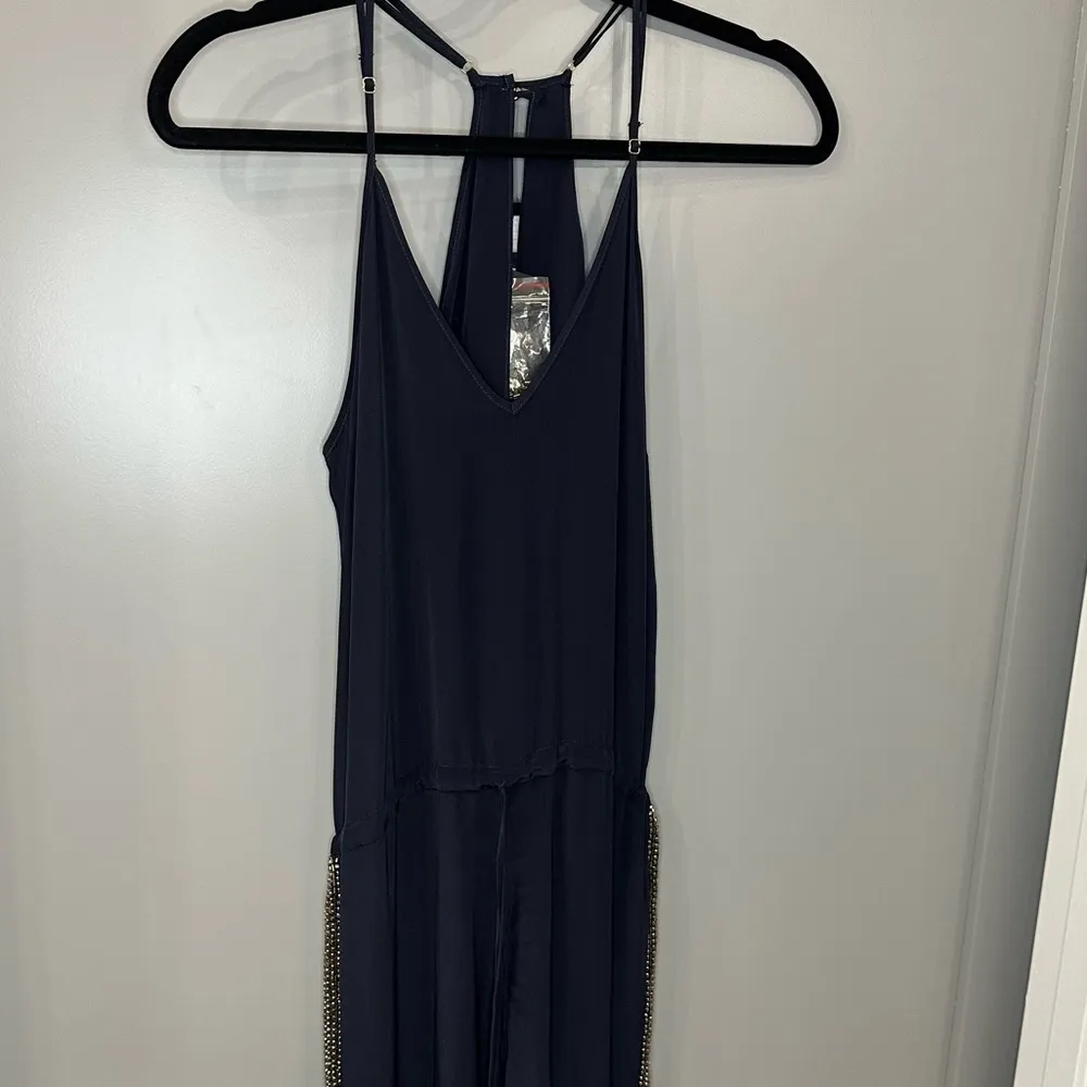 NWT Karina Grimaldi Beaded Jumpsuit Blue Size Small - Image 3