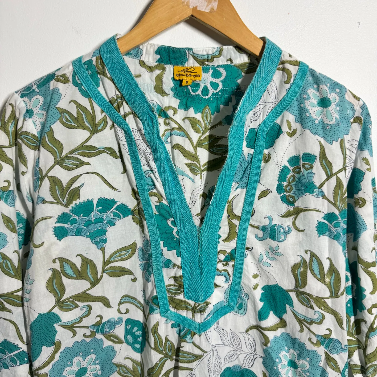 Roberta Roller Rabbit Tunic Top Women S BlueWhite Floral Cotton Coastal Vacation - Image 4