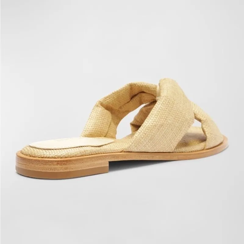 SCHUTZ Neutral Blonde Cross Fairy Casual Woven Sandals Slides NEW size 5 - Image 13