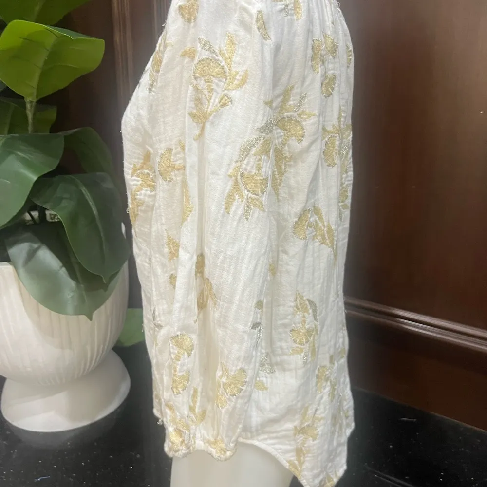 Anthropology Floreat gold embroidered blouse size s - Image 5