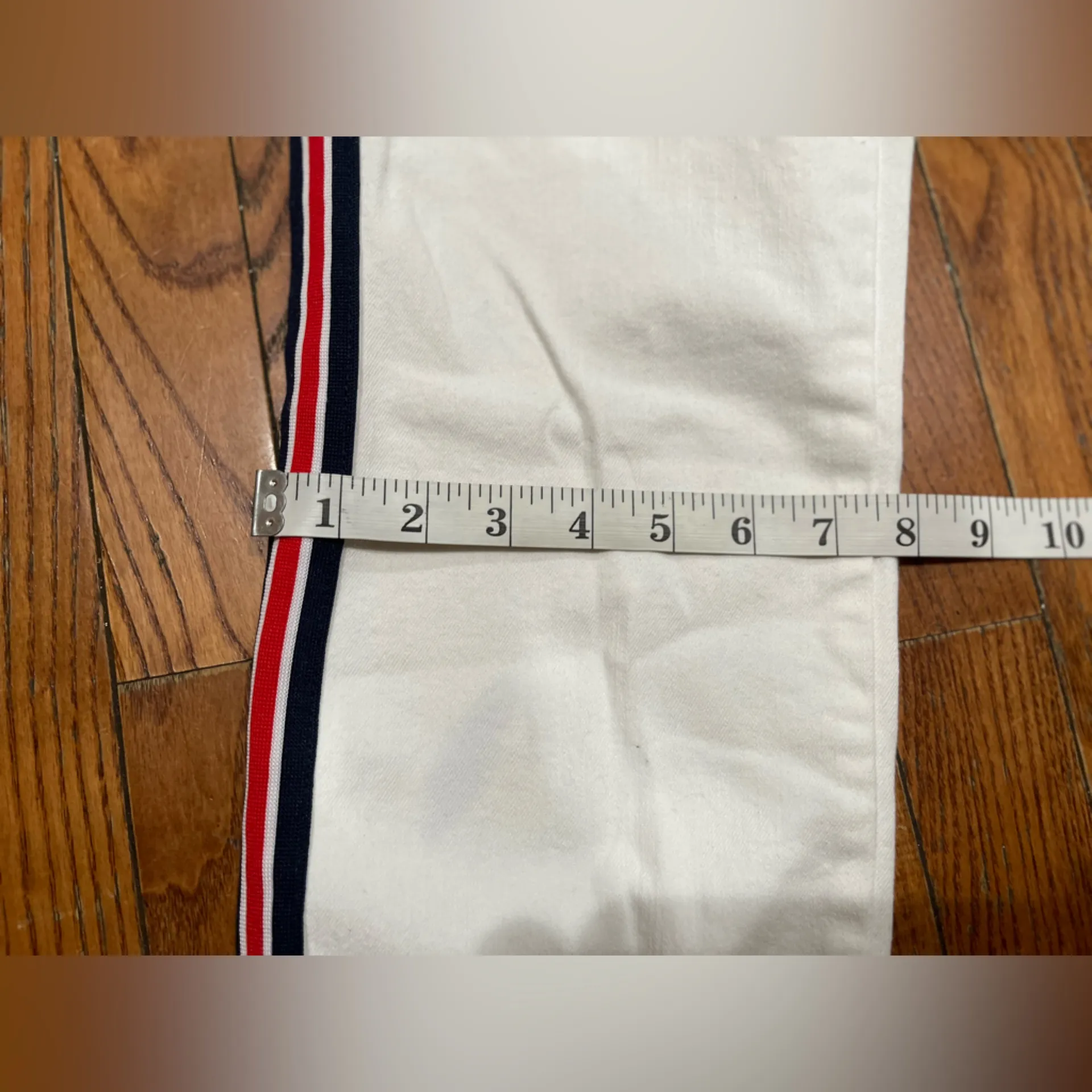 Women's White Pants with Striped Detail Size 10 - Image 3