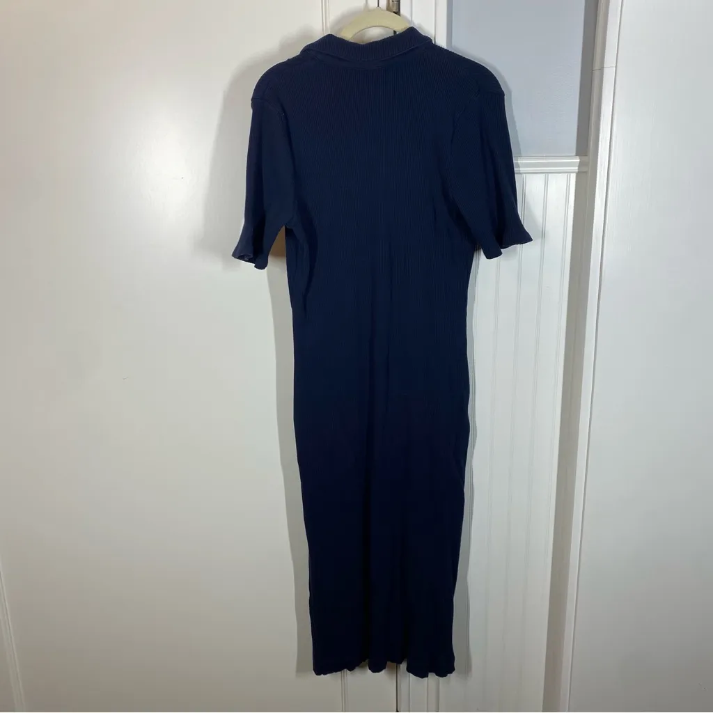 Boden‎ Ribbed Jersey Midi Shirt Dress in navy blue size 12 work office career - Image 4