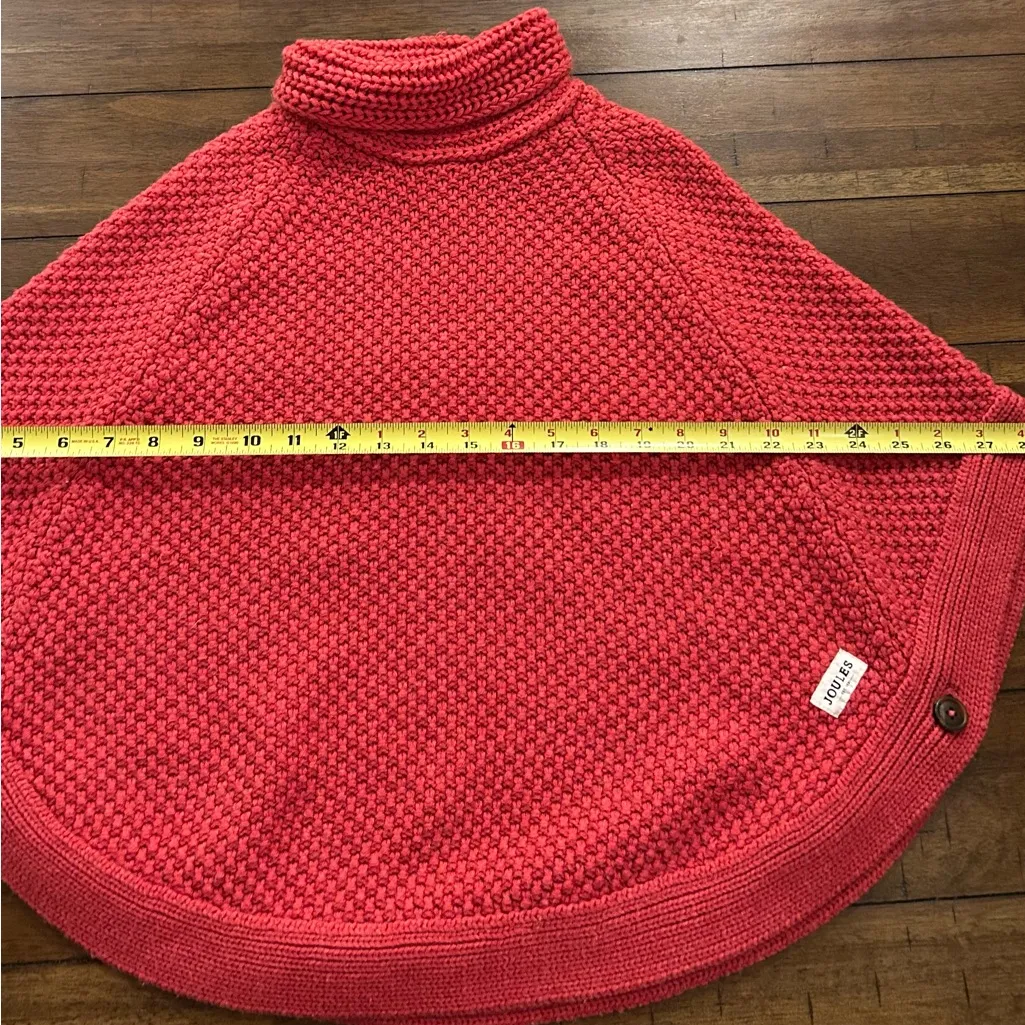 Joules Knit Coral Poncho Sweater Size Medium Pink - Image 8