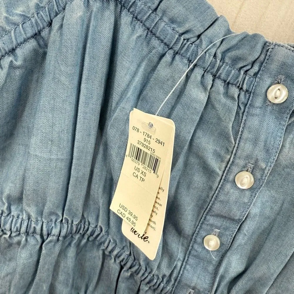 Aerie Women’s XS Denim Chambray Button Front Tank New Blue - Image 2