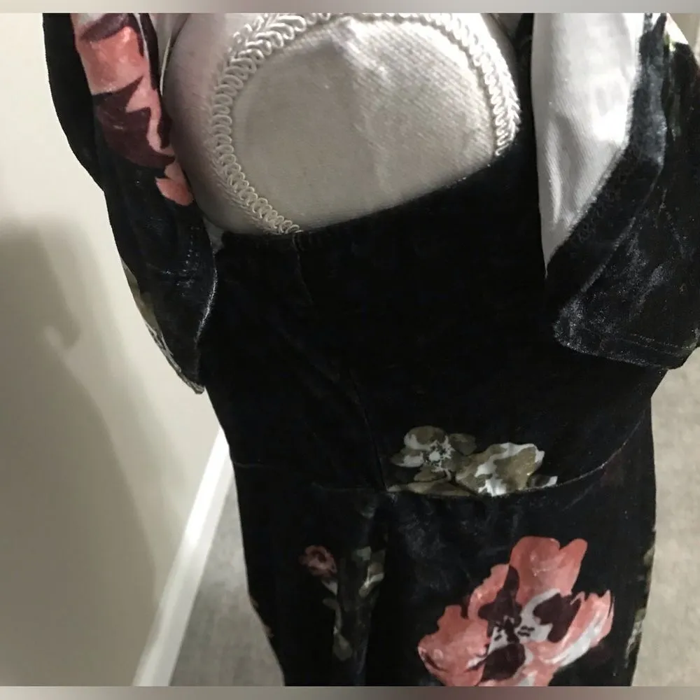 NWT Black Velvet Floral off the shoulder mini skater dress - Image 6