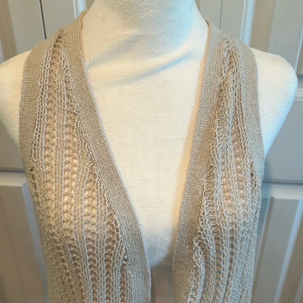 Old Navy Large Oatmeal Boho Linen Blend Knit Open Front Vest/Cover Up - Image 2