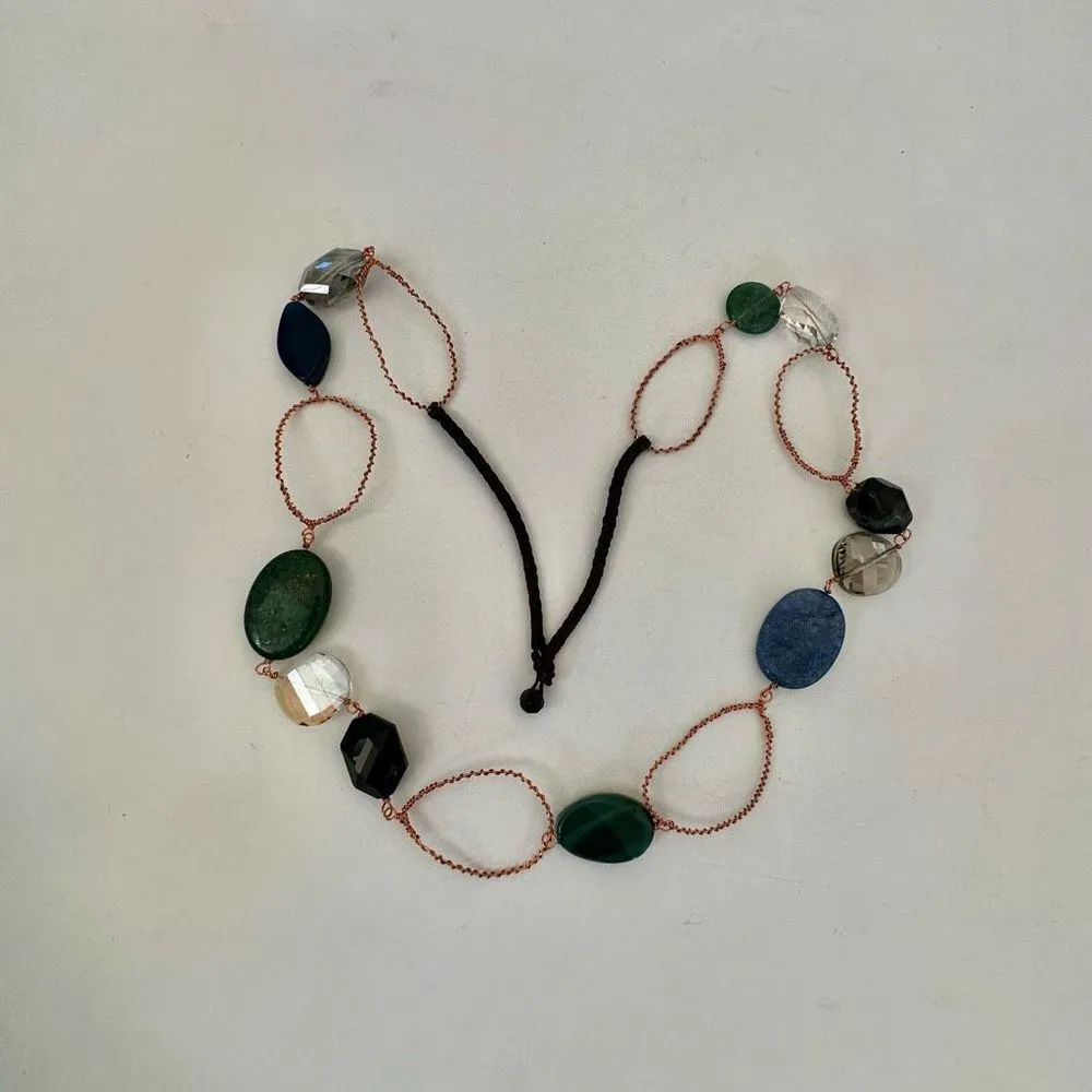 Rose gold tone long beaded necklace - Image 3