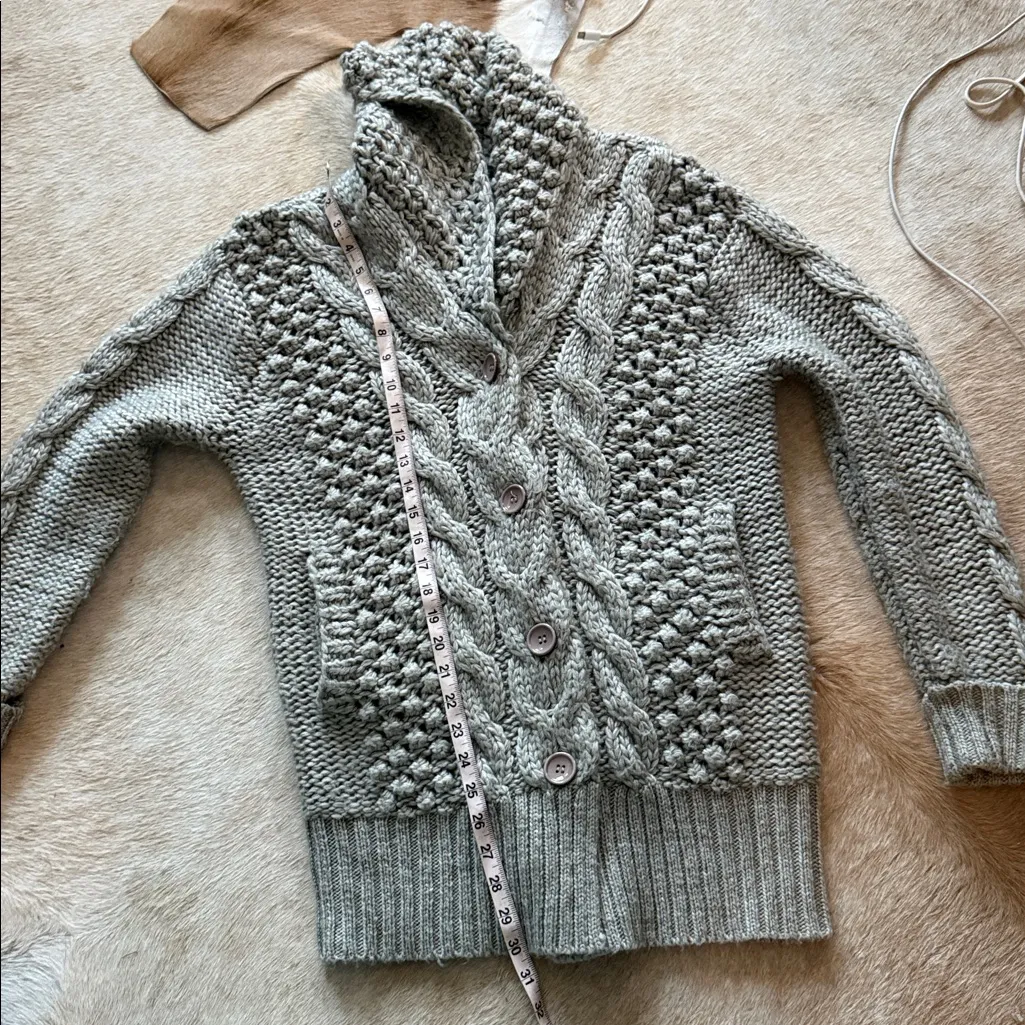 Hazel Taupe Chunky Knit Sweater honeycomb pattern sold At Anthropologie Gray Size L - Image 15