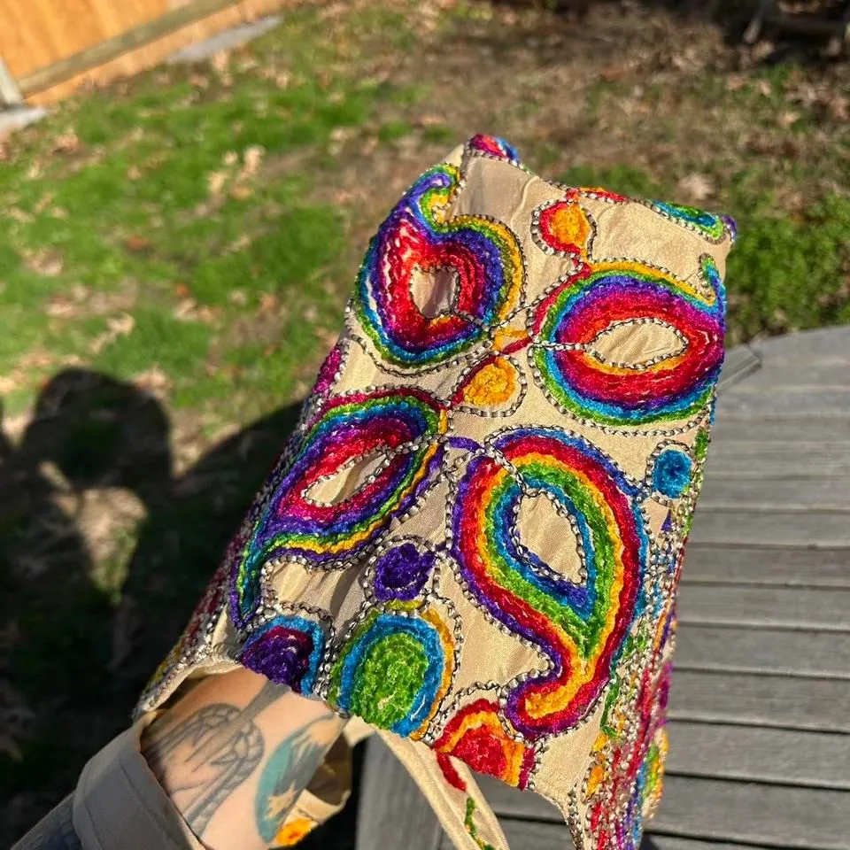 Embroidered elephant‎ purse beach summer spring large Indy hippy - Image 4