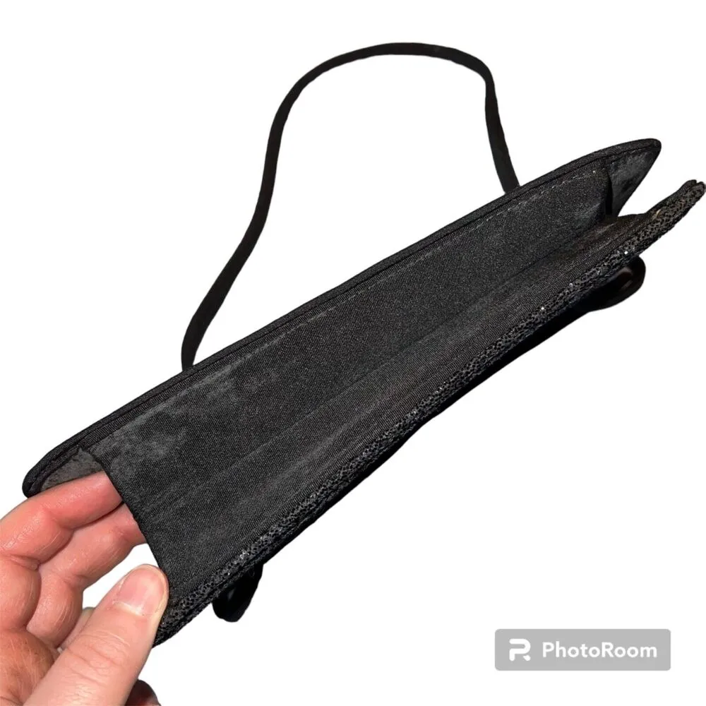Vintage Womens Handbag Clutch Small Black Glitter Sparkle Formal Party Classic - Image 7