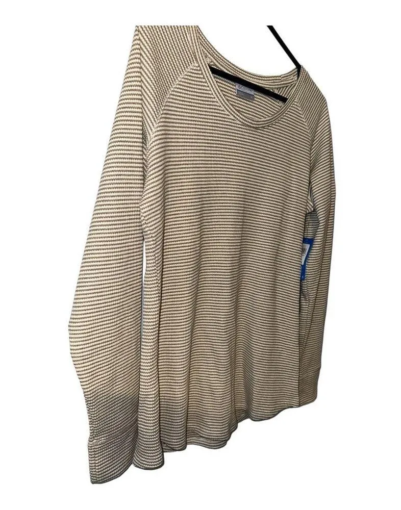 Columbia  Womens Tan/Cream Waffle Knit Long Sleeve Shirt, XL - Image 3