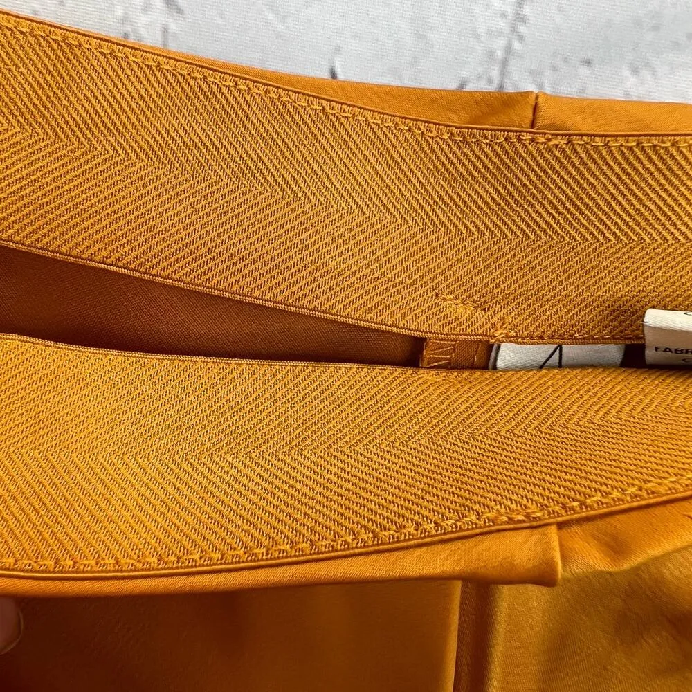 Joie Satin Wide Leg Palazzo Pants Orange Size 10  Cropped Flat Front Leg Pull On - Image 6