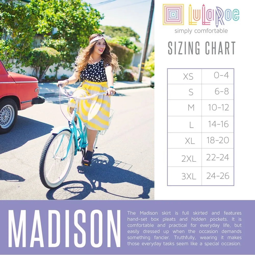 👑LuLaRoe Madison Skirt Green/Pink Floral L NWT - Image 5